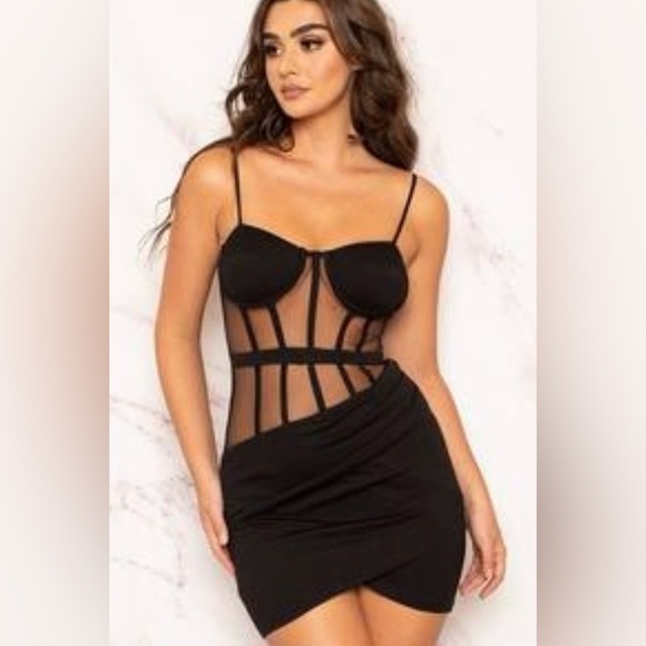 Symphony Dresses & Skirts - Symphony Broken Arrow South Beach Black Mesh Corset Dress NWT! Size Large